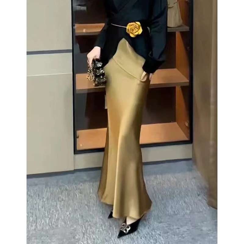 【兜兜定制】缎面显瘦半身裙气质丝滑感半身裙百搭高腰垂感温柔