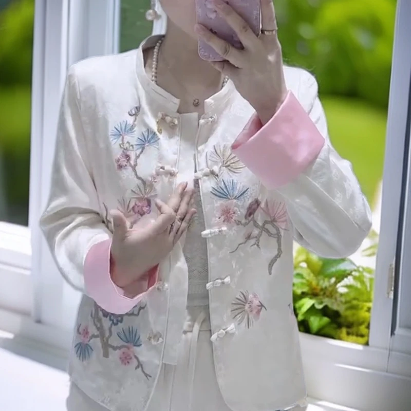 中国风复古绣花重工气质提花民族风古风开衫中式短外套上衣女外套