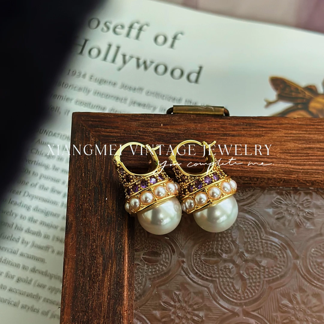 铜合金耳饰 5181075【躲进时间的角落】中古风复古百搭珠珠耳饰