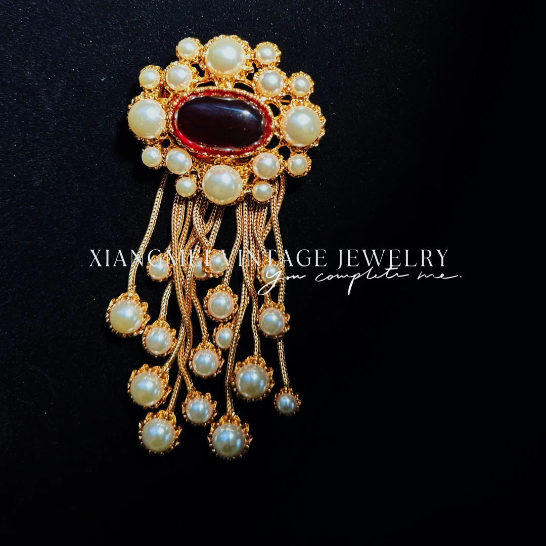 铜合金胸针 5181342【散发着美好】中古风复古气质流苏款胸针