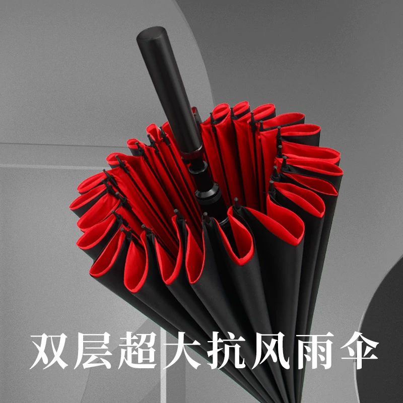 24加固加厚双层雨伞男大号超大暴雨加大雨伞 长柄伞超大雨伞大伞