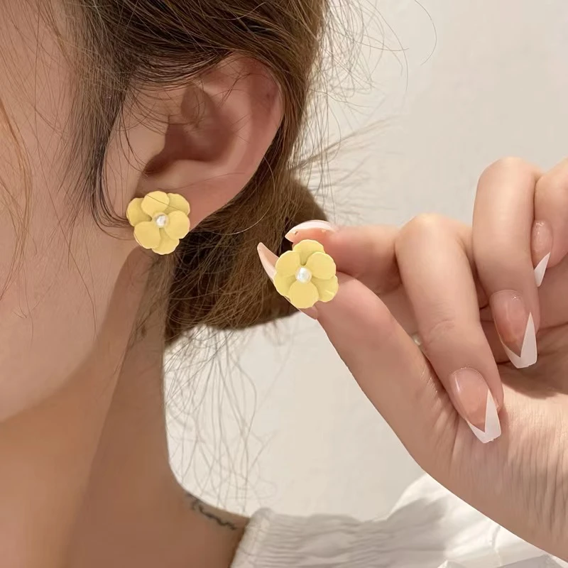 S925银针简约小清新花朵耳钉ins风气质耳环5766