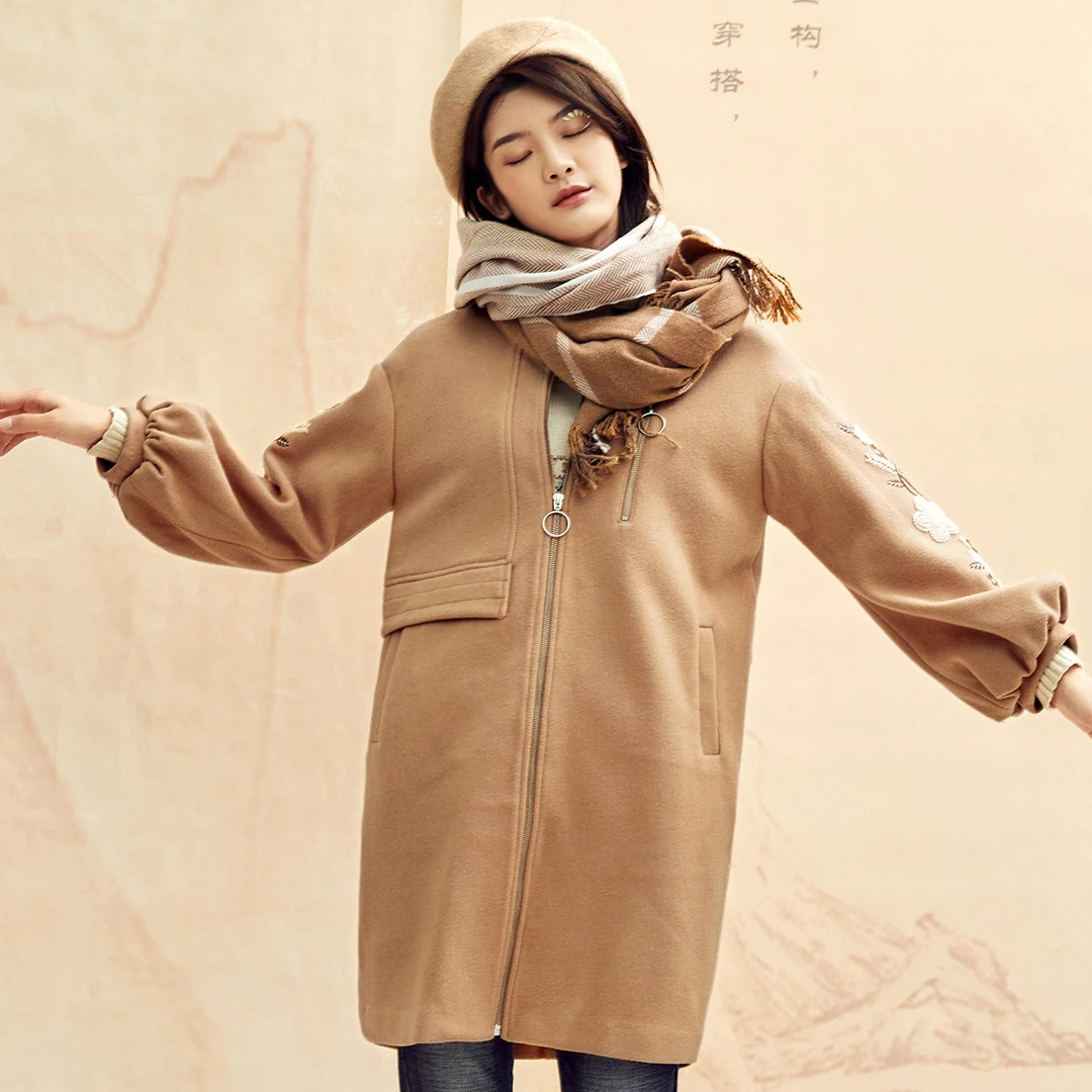 【敏敏专属】范可儿 大衣女森系百搭毛呢外套F188AC022