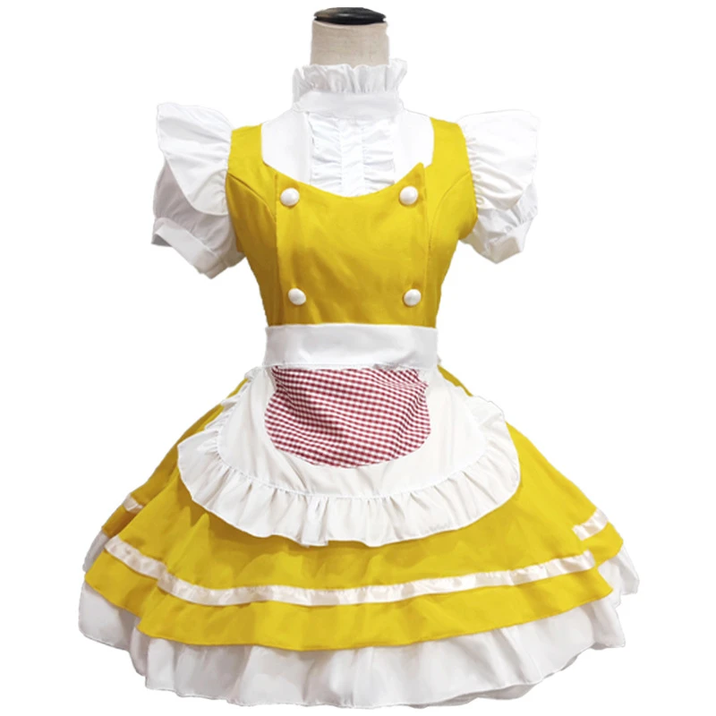 日系动漫 黄色梦幻女佣服 乖巧cosplay学生舞台装小洋装萝莉服饰