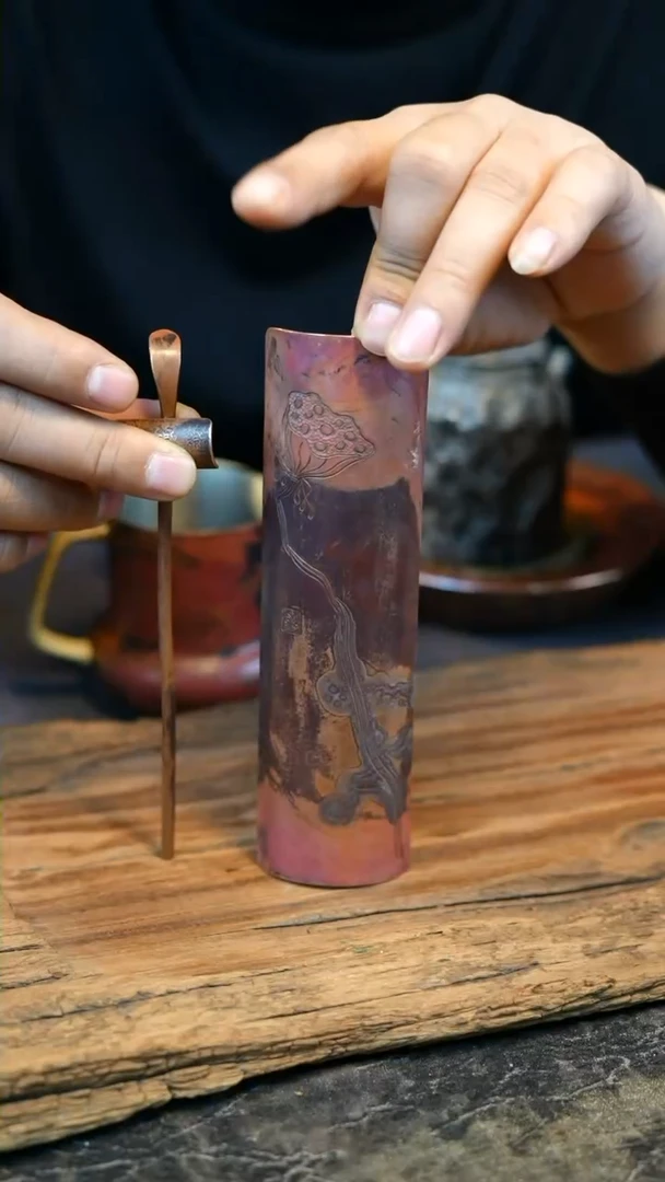 【闪购商品】紫铜莲蓬茶则三件套