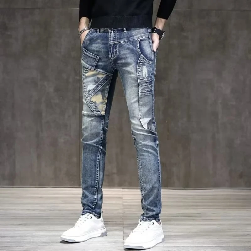 春夏牛仔裤男士宽松合体直筒春秋款弹力美式休闲做旧休闲长裤子男