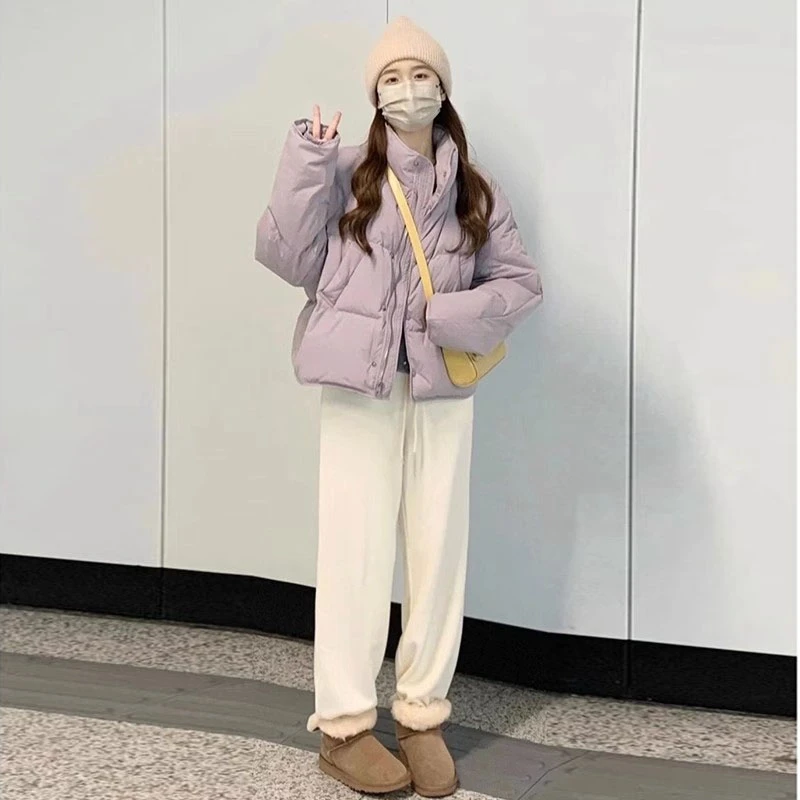 香芋紫色短款羽绒服女2025冬季新版加厚90白鸭绒小个子面包服外套
