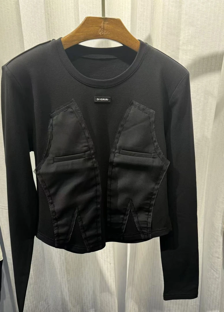 981690-182 时尚设计师圆领长袖加绒打底衫T恤