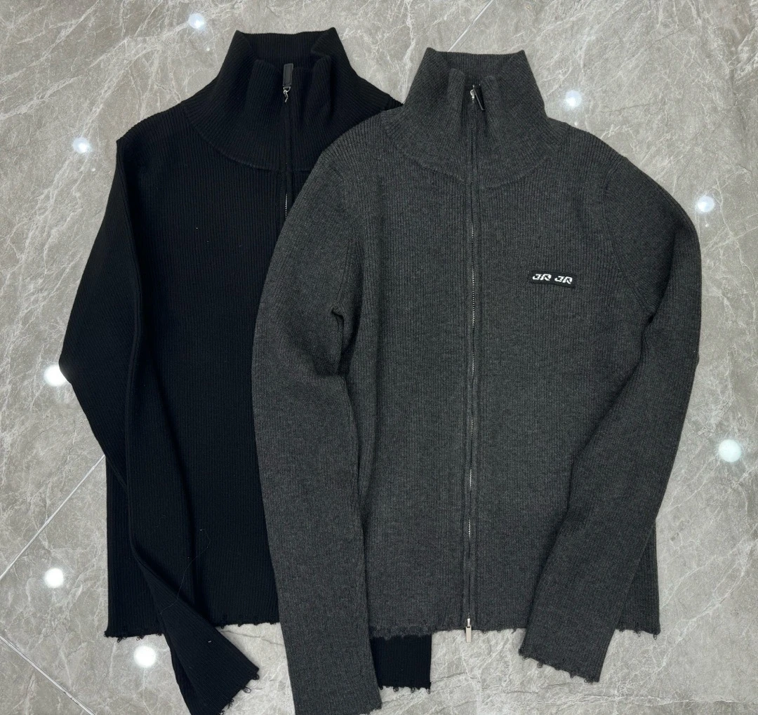 067-21162 长袖拉链宽松针织开衫