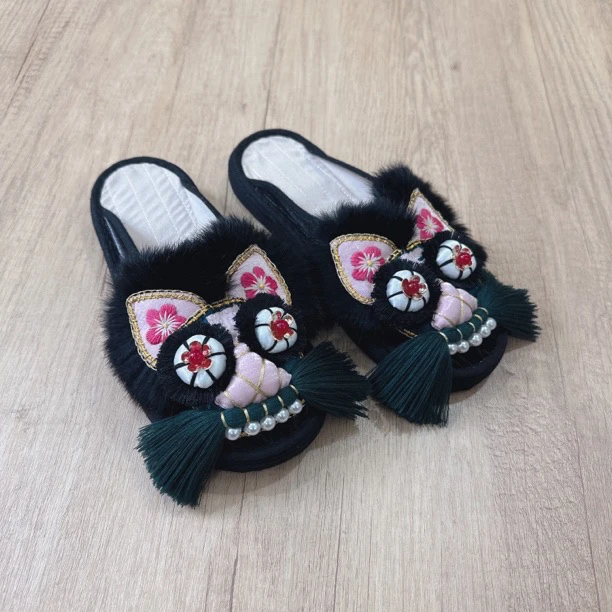 老虎头拖鞋时尚舒适萌国风非遗手绣纯手工女千层底布鞋养脚透气舒