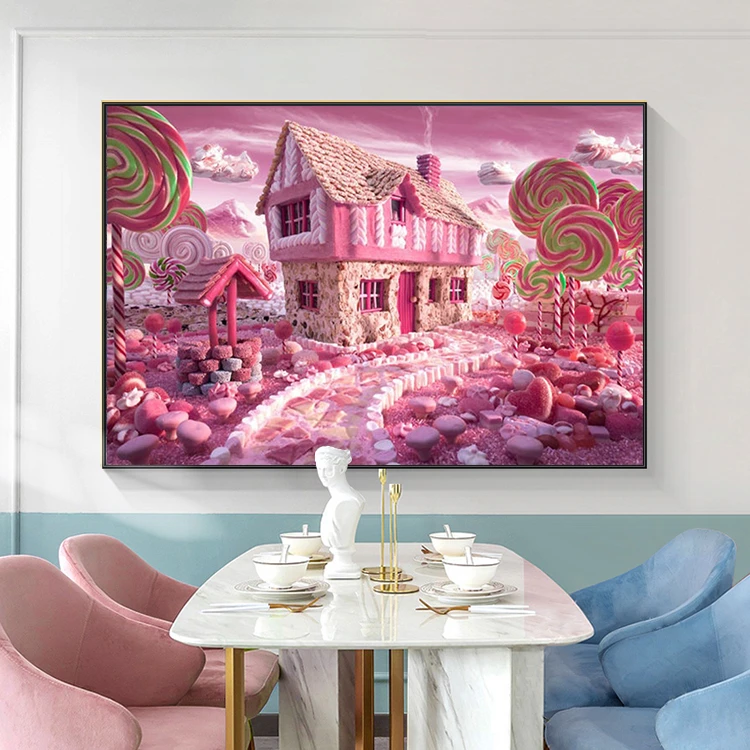DC/蒂彩【粉色小屋】钻石画餐厅卧室玄关可爱挂画手工diy礼物送礼