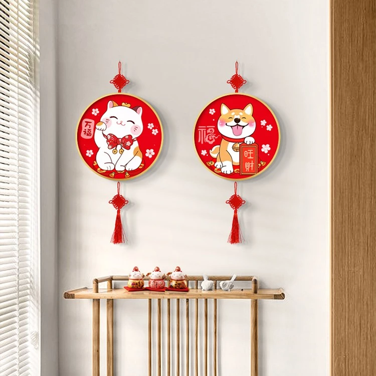DC/蒂彩【福猫旺狗】钻石画带框客厅玄关挂贴画点钻十字绣手工diy