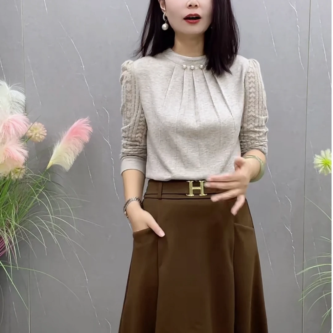 2025秋冬新款胖妹妹大码女装气质显瘦拼接洋气百搭长袖上衣