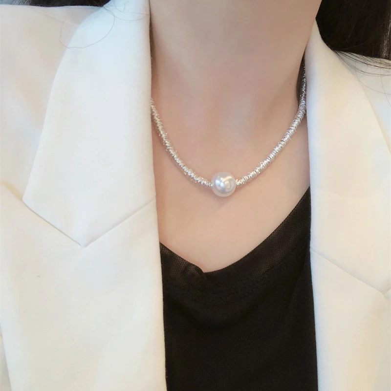 非金属项链 网红轻奢珠珠碎银几两项链女锁骨链气质小众高级感