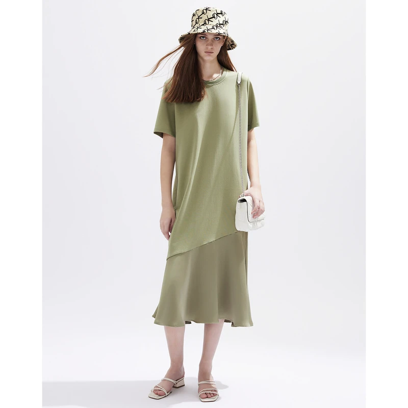 DKNY/唐可娜儿气质优雅拼接鱼尾针织连衣裙