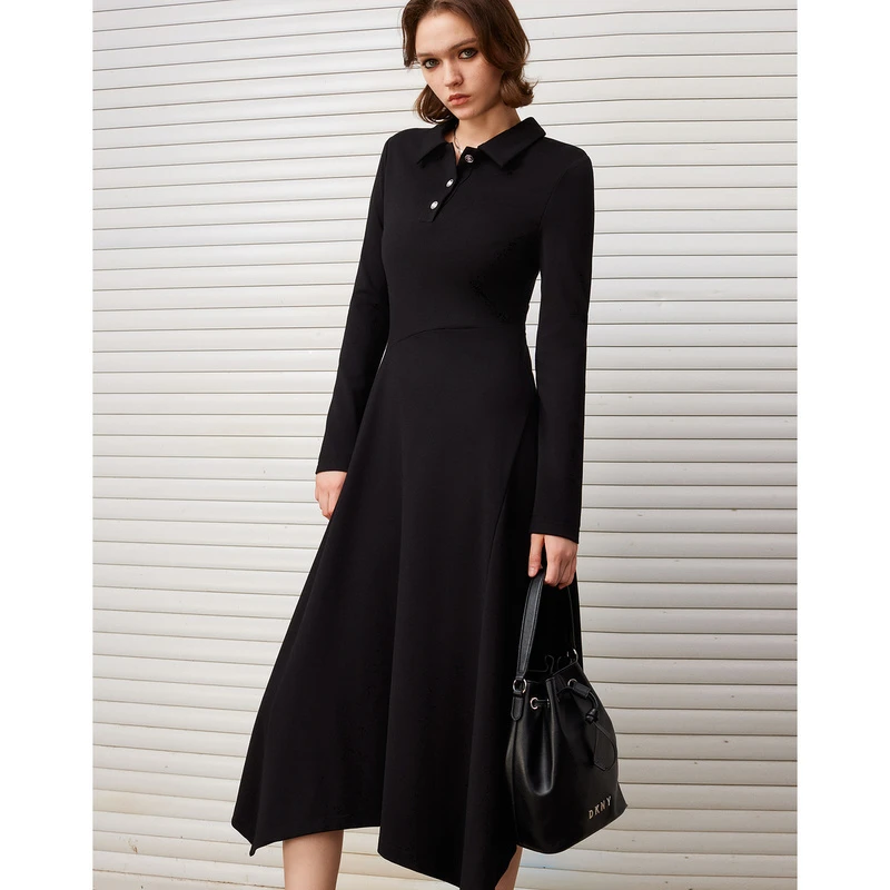 DKNY/唐可娜儿不对称下摆弹力针织女士连衣裙