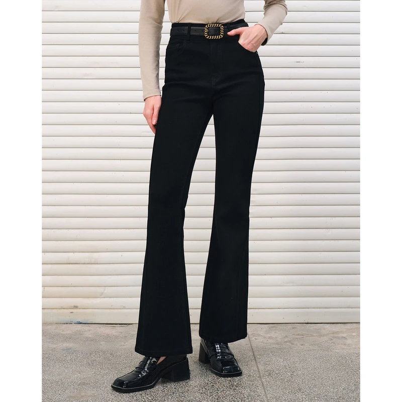 DKNY/唐可娜儿【弹力修身】门襟双扣微喇女式牛仔裤