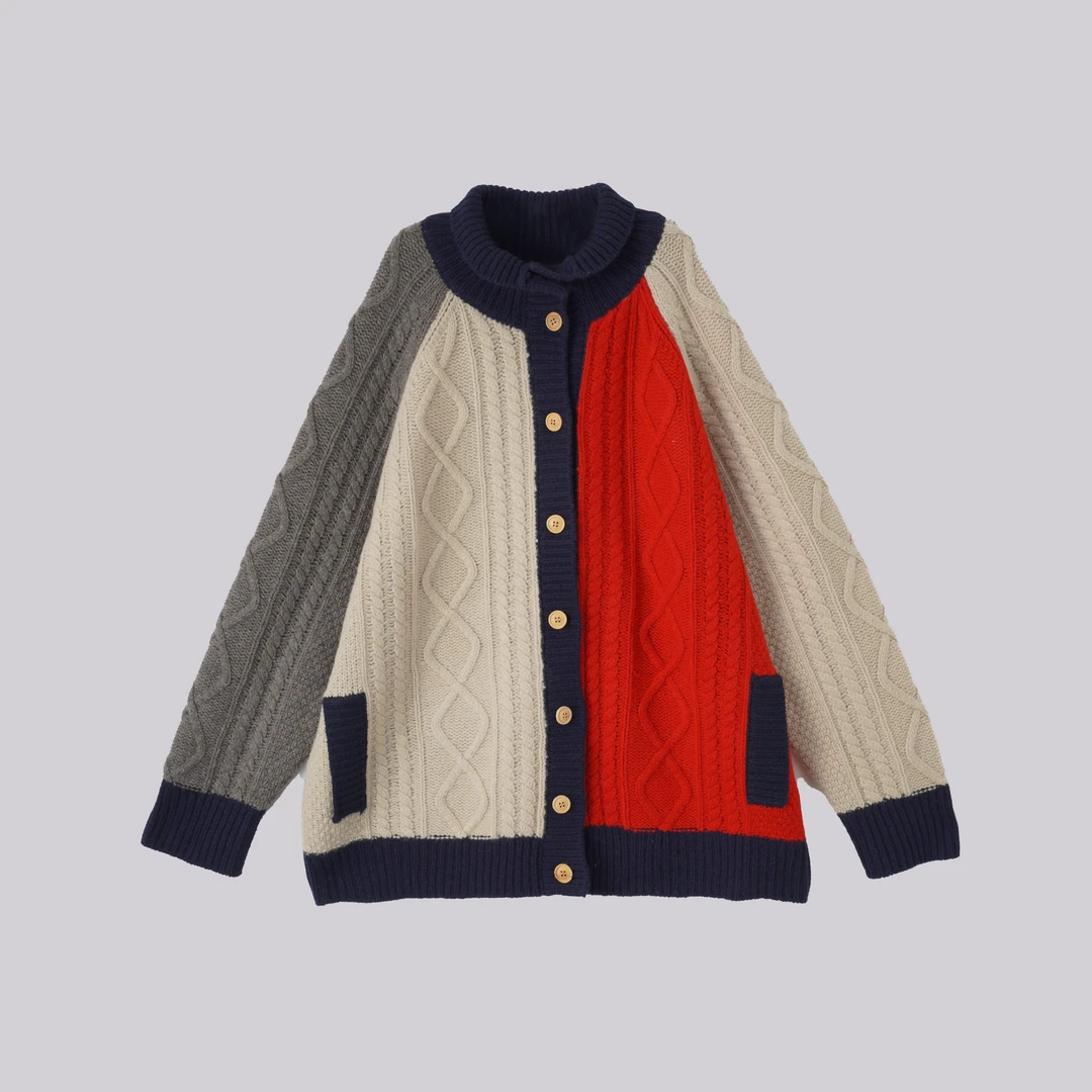 Wkk 撞色毛衣开衫