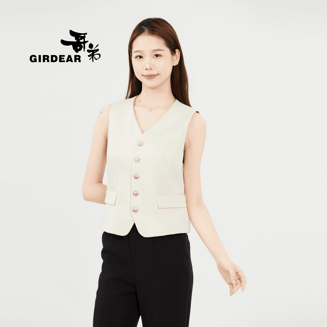 GIRDEAR/哥弟夏季新款高级质感时尚通勤单排扣西装马甲1400572