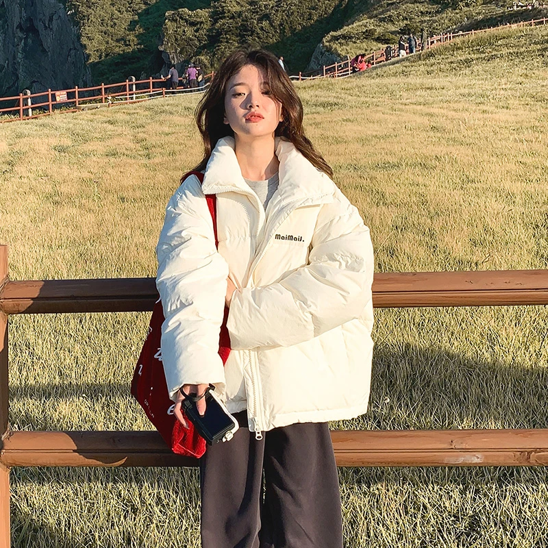 白色羽绒服女冬2025新款学生韩系宽松百搭小个子加厚90白鸭绒外套