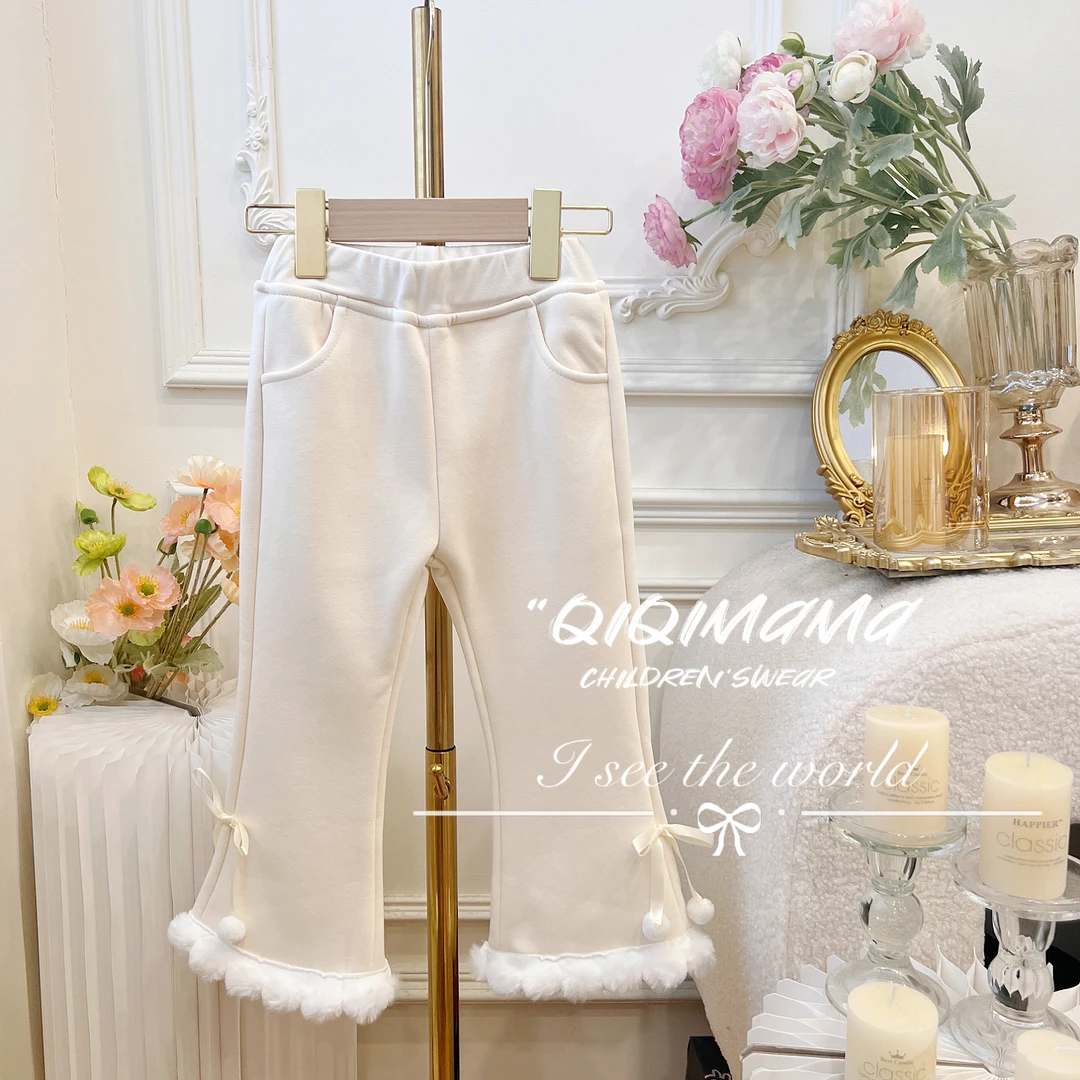 【QI奇妈】女童精致时尚淑秋冬装儿童加绒气质女宝宝洋气裤子Q0354