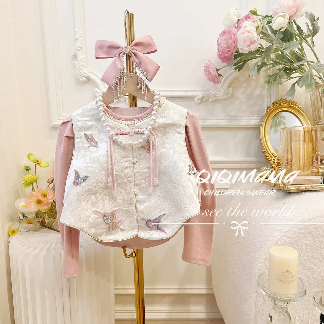 【QI奇妈】女童精致时尚淑秋冬装儿童高定气质小香风洋气马甲 Q0274