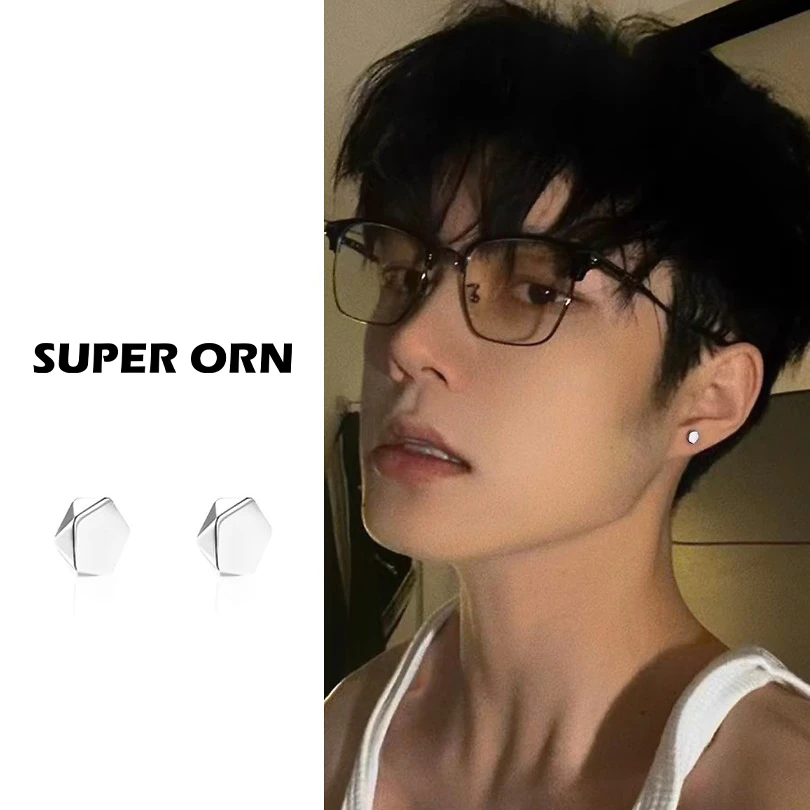 合金耳饰 男款黑色高级白色简约美式磁吸无耳洞耳夹网红韩版饰品