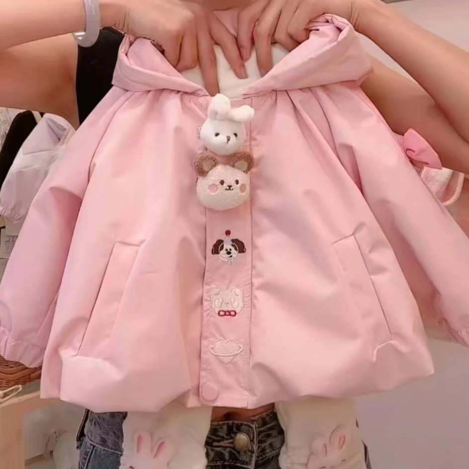 春秋冬款女童婴儿免洗儿童洋气棉服连帽秋冬外套女宝中