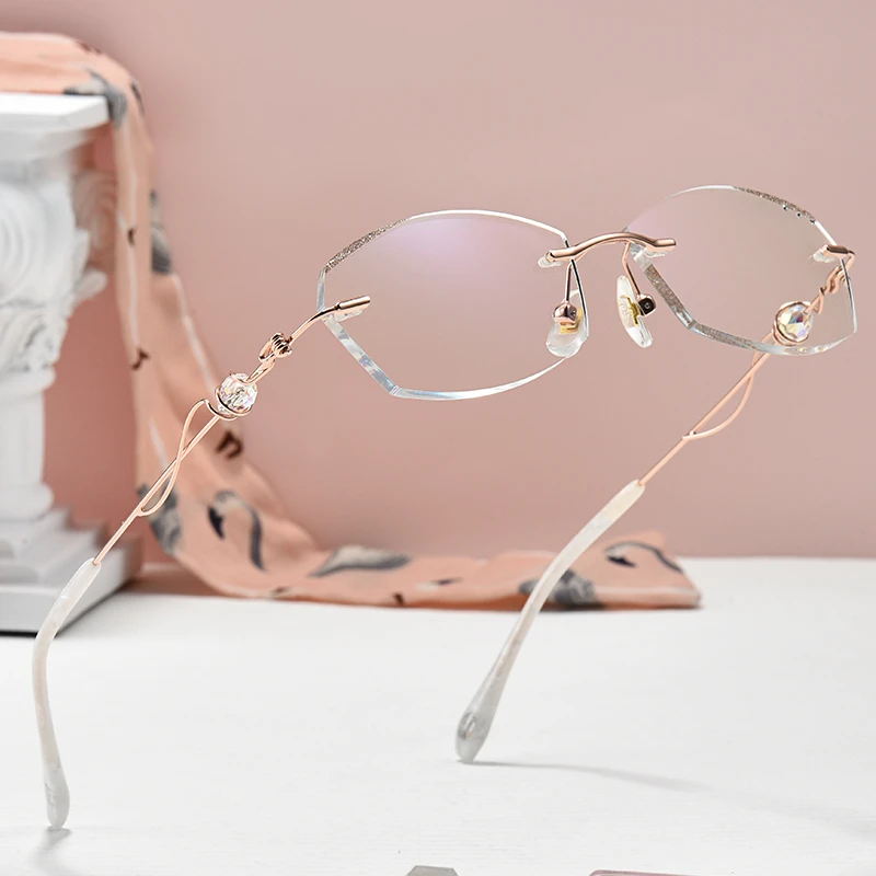 【高订款】钛架老花镜女士高清防蓝光老人中老年老光眼镜无框洋气