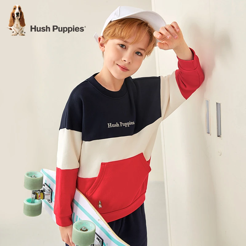 暇步士童装秋季新款儿童拜年服时尚圆领套头衫休闲拼色上衣CQ958