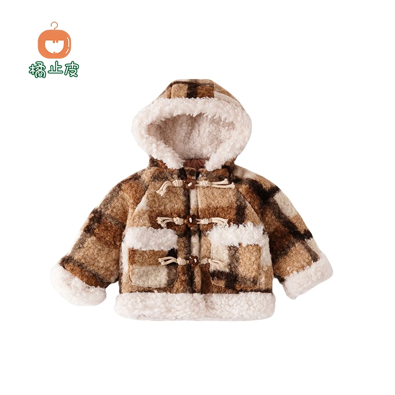 橘止皮【现货】女童毛毛衣棉袄冬季新款儿童外套加厚棉服DW248413