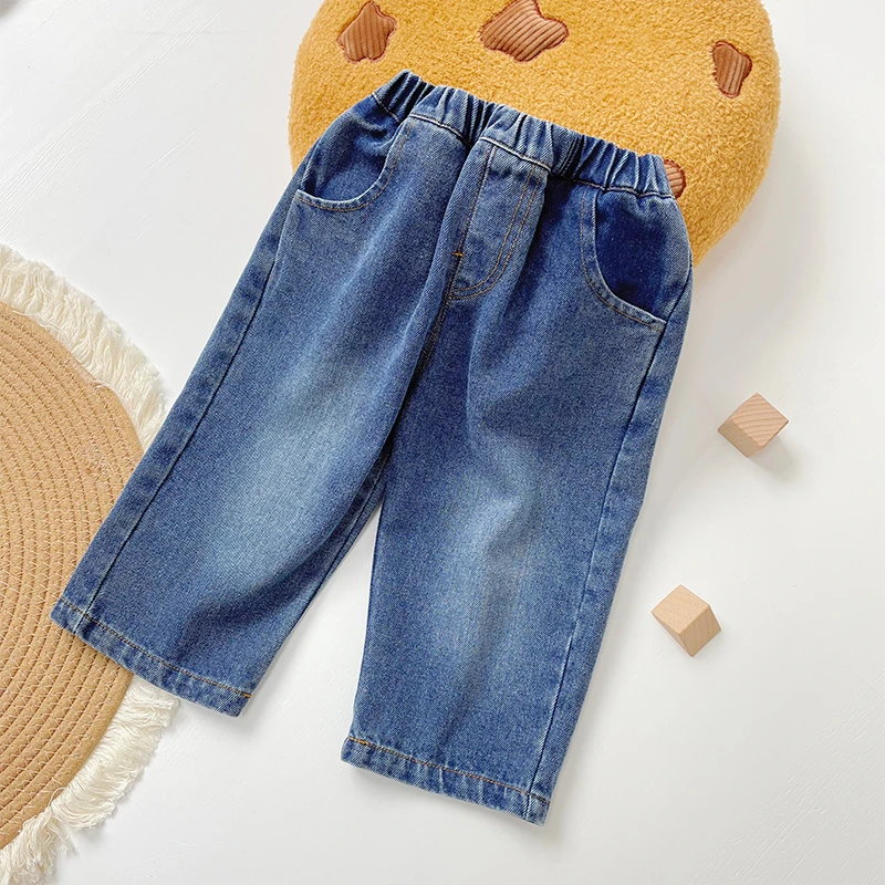橘止皮 儿童牛仔裤春装新款女童休闲百搭直筒裤小童裤子QK233341