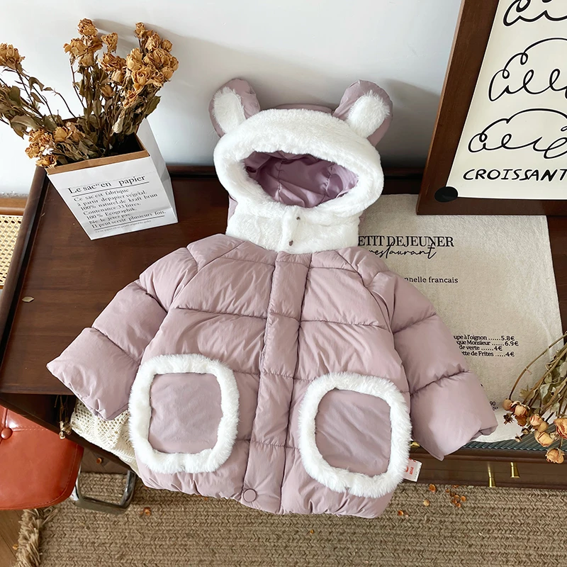 橘止皮【现货】儿童羽绒服90白鸭绒冬季外套女童连帽外套DW246959