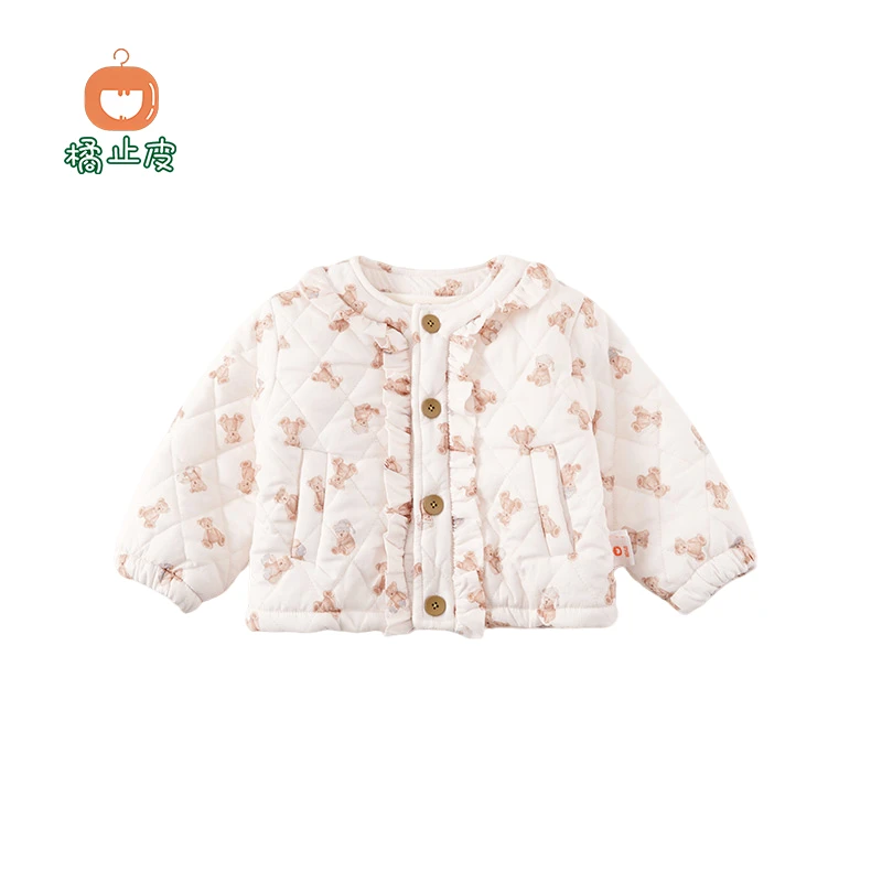 【橘止皮】儿童外套秋冬新款女童加绒保暖棉服保暖棉袄防寒QW249702