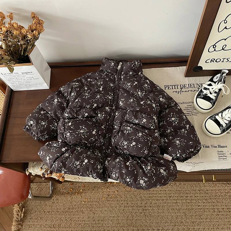 橘止皮【现货】冬季新儿童羽绒服女童90白鸭绒防寒碎花外套DW249951