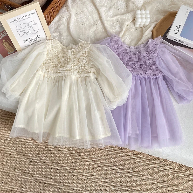 橘止皮【现货】春秋新款连衣裙女童公主泡泡袖公主裙女孩CQ235079