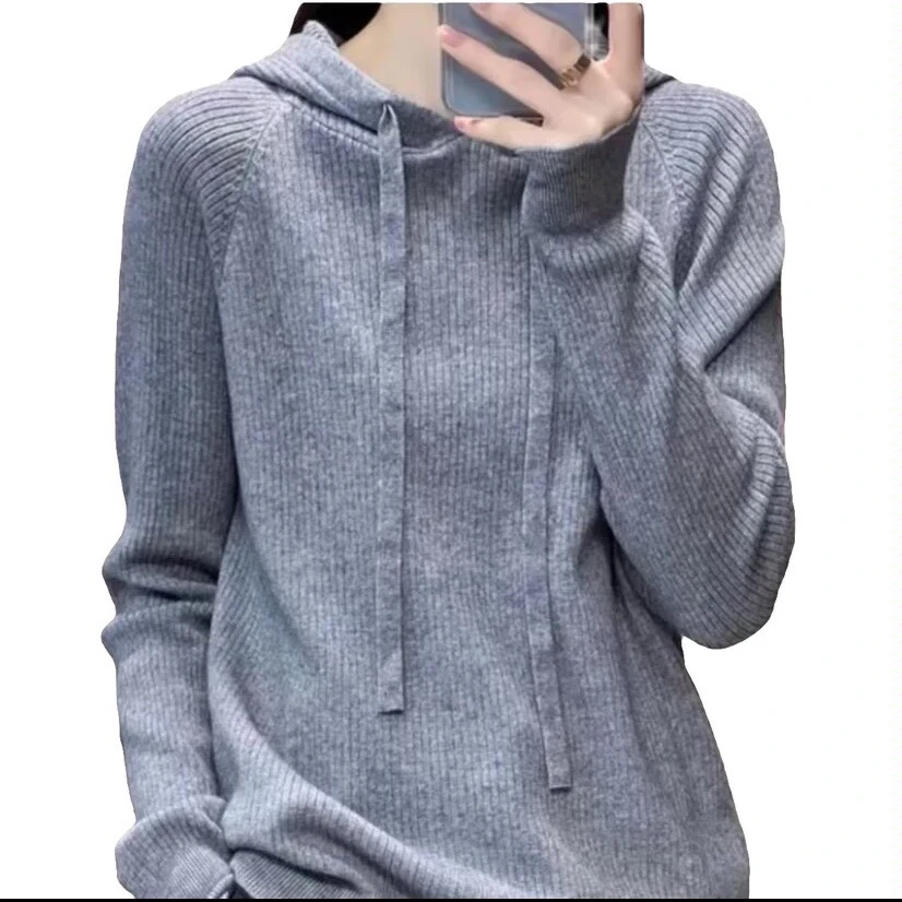 2024新款舒适洋气百搭休闲帽衫毛针织衫