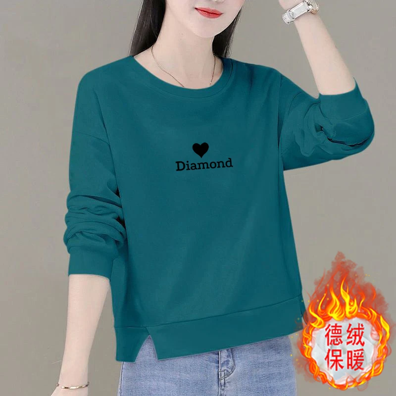 德绒保暖短款卫衣女秋冬季韩版宽松显瘦小个子百搭长袖上衣外套女