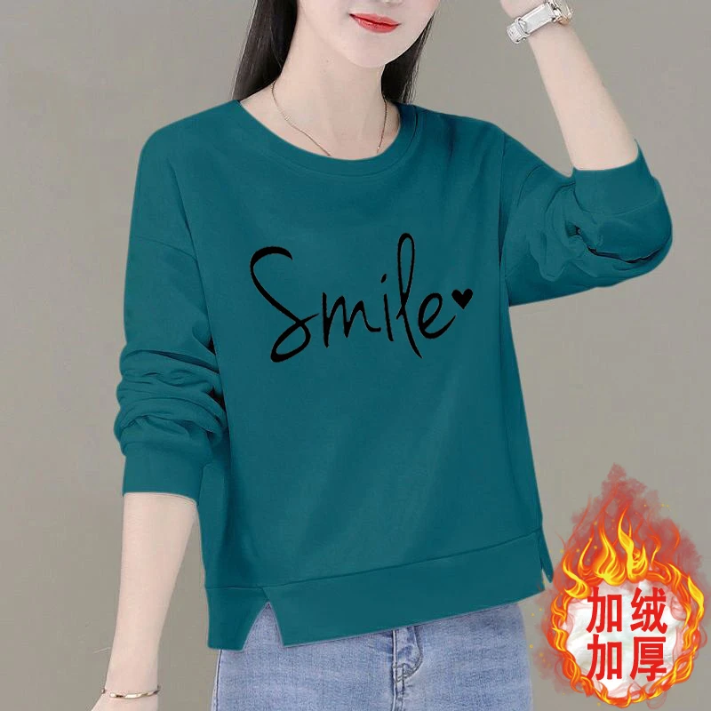 短款卫衣女蓝色2023春秋冬新款纯棉宽松洋气百搭小个子长袖上衣潮