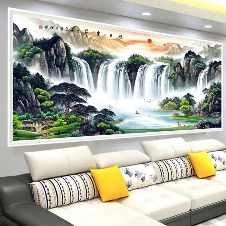 皇室蒙娜丽莎十字绣2025新款线绣客厅大幅旭日东升风景画手工刺绣