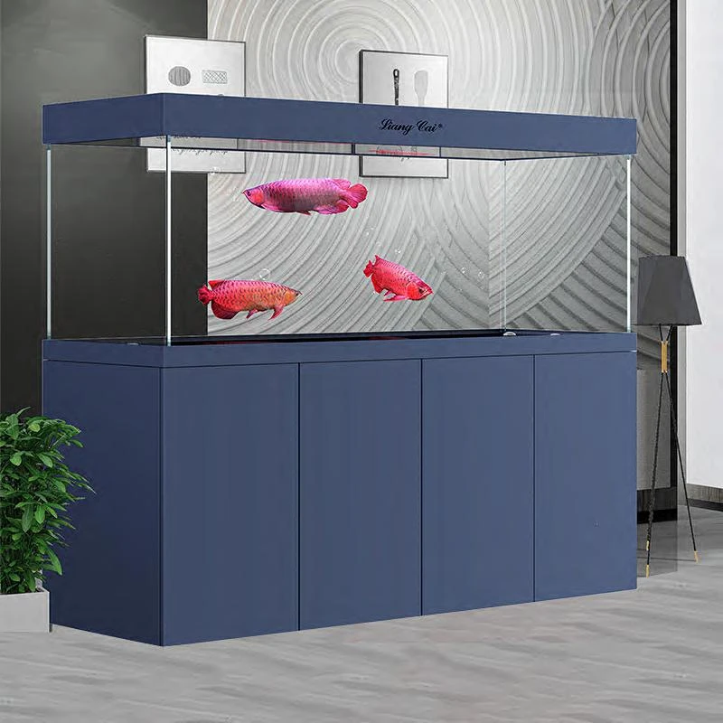 亮彩生态底滤明月无管件龙鱼缸现代风客厅中大型超白玻璃水族箱