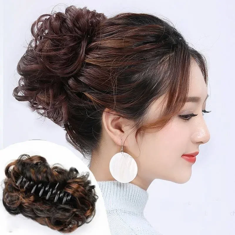 抓夹假发包丸子头发圈懒人花苞头饰仿真发蓬松自然盘发器发饰pj