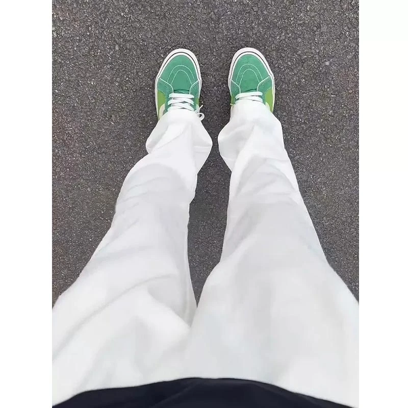 白色517西裤垂坠感高级感冰丝裤子男夏季薄修身直筒微喇弯刀裤