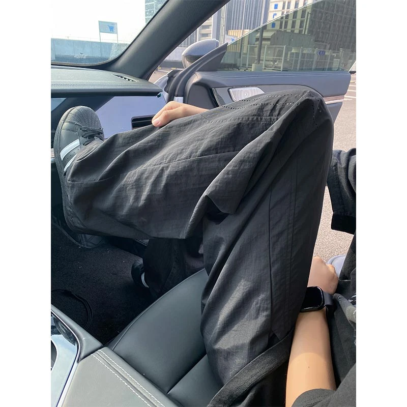 美式冰丝速干工装裤男款夏季薄款凉感透气空调裤子休闲直筒阔腿裤