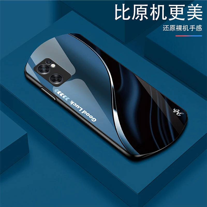 适用于OPPO Reno7SE弧形玻璃手机壳高颜值设计轻薄防摔商务轻奢