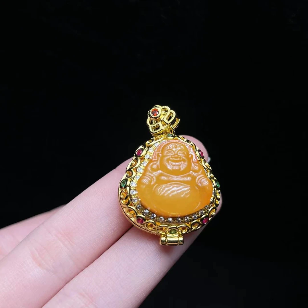 1 XY076 蜜蜡佛公吊坠 【尺寸16*16*12mm】