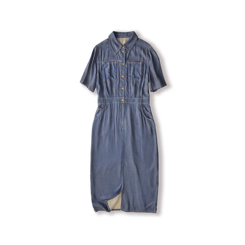 GP238 菲诗菲曼高端定制  柔软收腰短袖连衣裙ZJF90225L