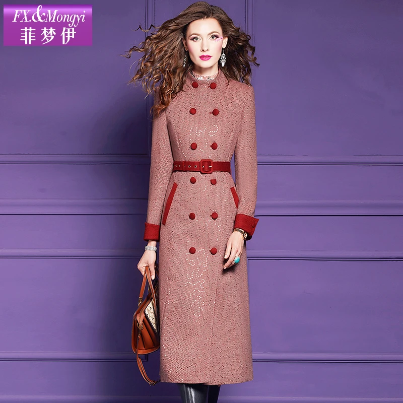 菲梦伊小香风绵羊毛亮片编织秋冬新款名媛时尚优雅毛呢外套61209