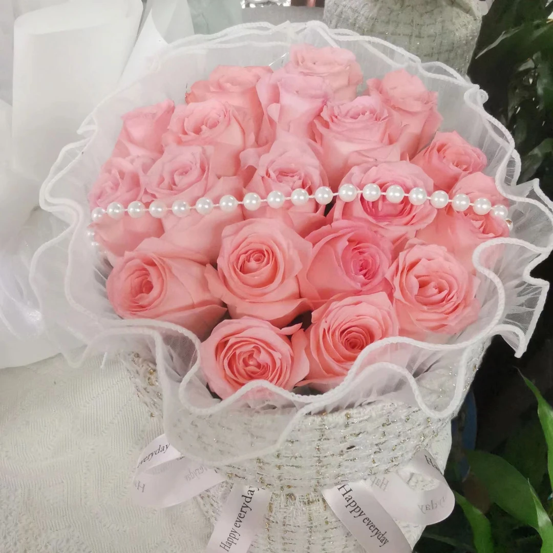【浪漫恋人】19朵粉玫瑰花束小香风花束送女友爱人送闺蜜告白惊喜生日鲜花同城花店送花上门