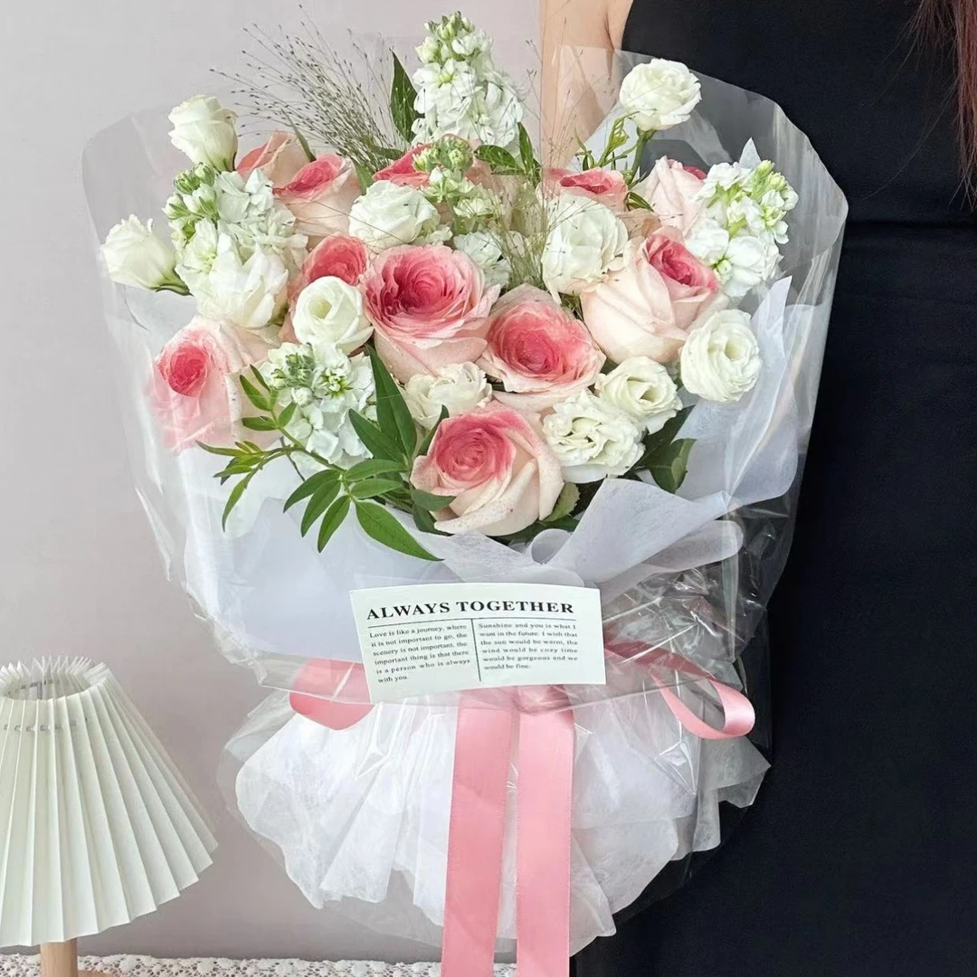 【巴黎午后】11朵粉玫瑰混搭紫罗兰鲜送女友生日礼物表白花束同城花店送花上门